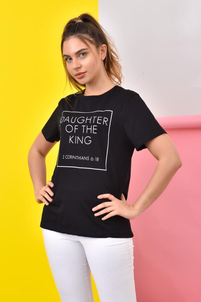 GYM00015 LİKRALI KOTON KADIN T-SHIRT-Siyah